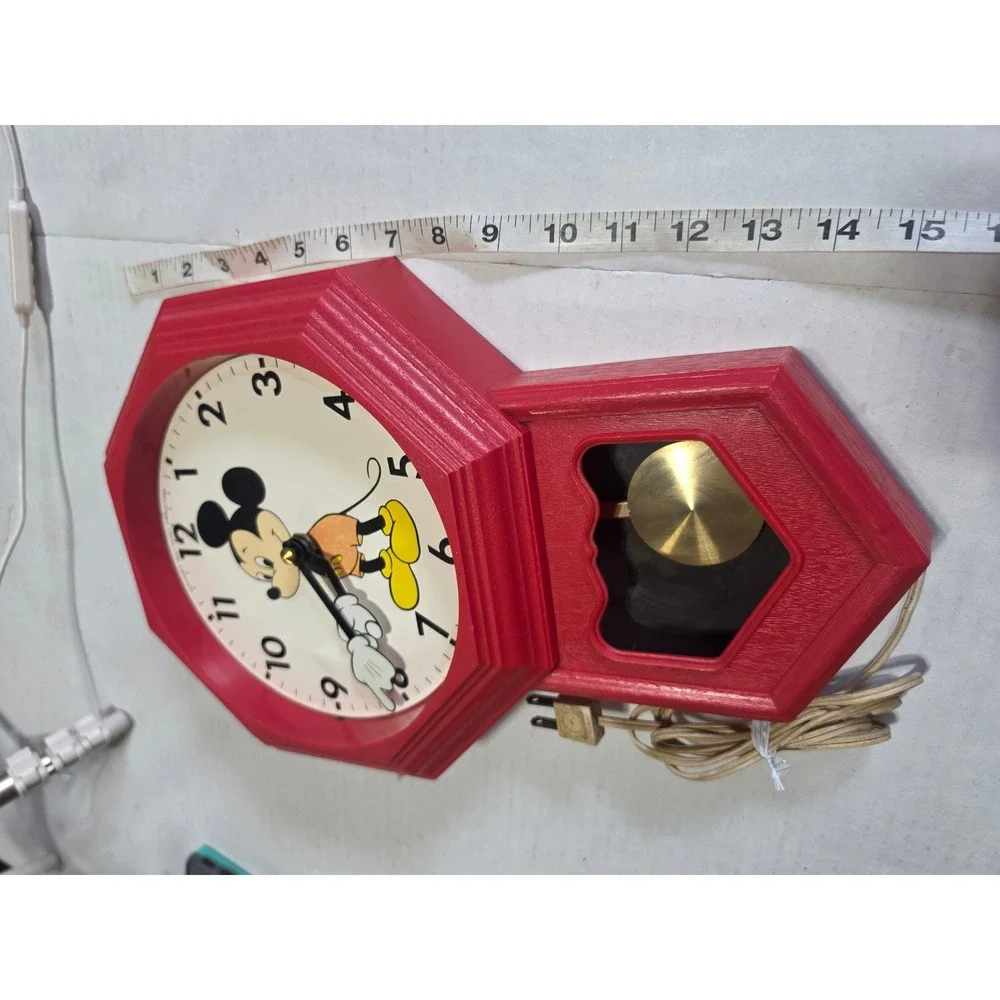 Vtg Mickey Mouse Welby Elgin Pendulum Wall Clock Electric Disneyana non-working